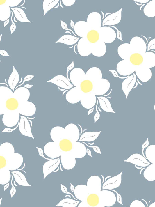 Dusty Blue with Daisies