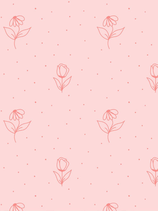 Coral Flowers & Polka Dots