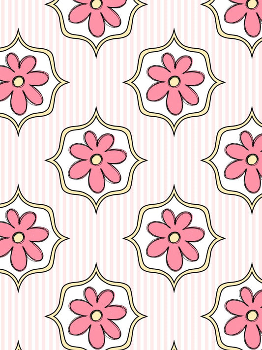 Framed Daisy with Pink Stripes
