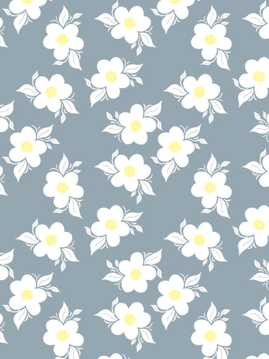 Dusty Blue with Daisies