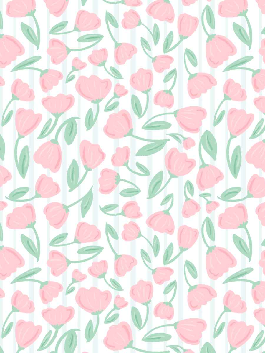 Soft Pink Tulips and Stripes