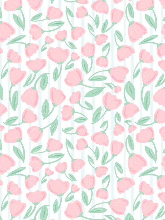 Soft Pink Tulips and Stripes