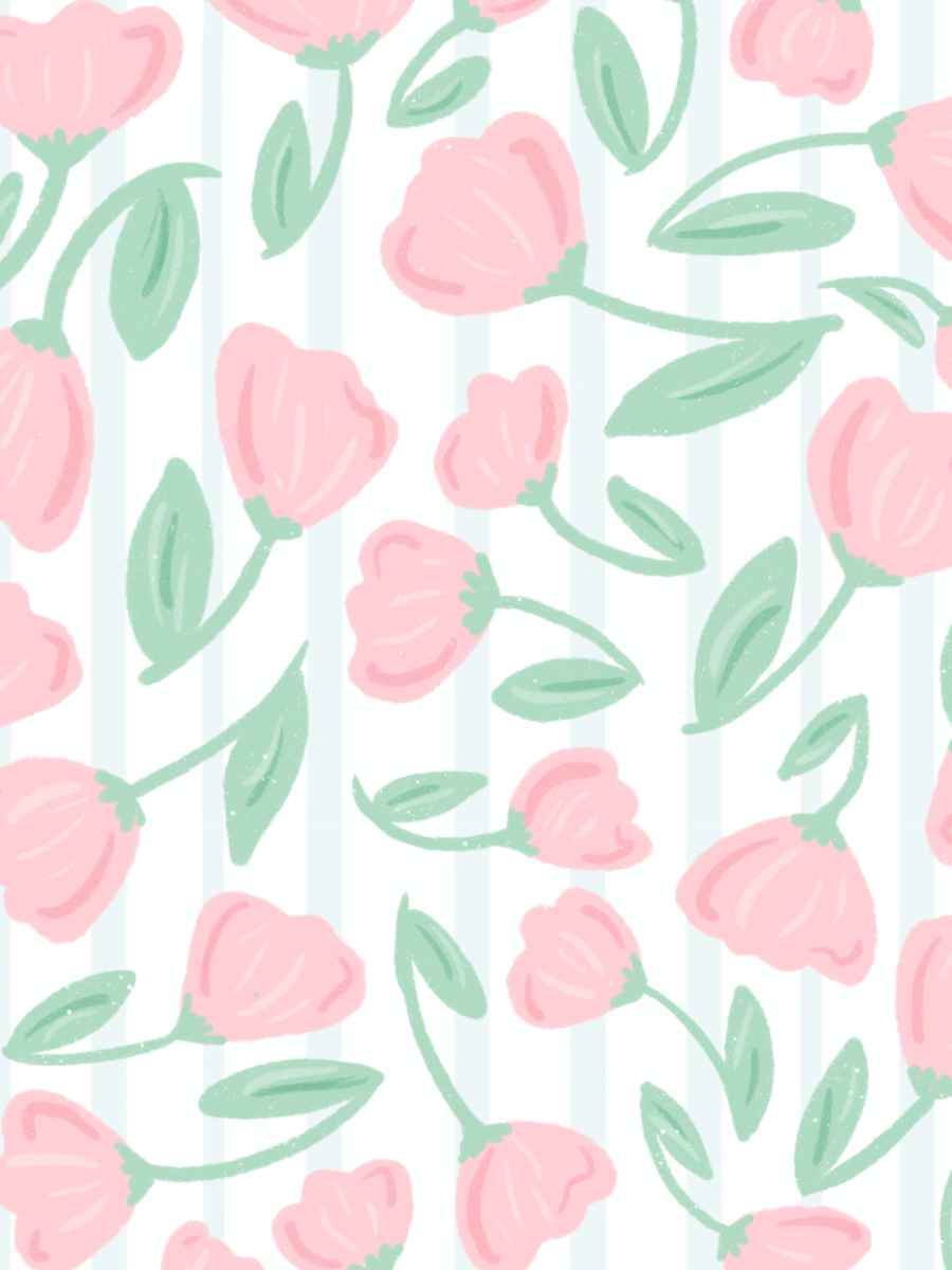 Soft Pink Tulips and Stripes