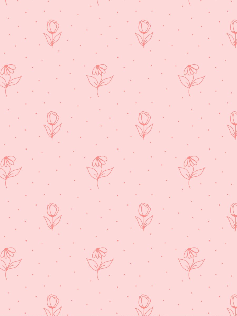 Coral Flowers & Polka Dots