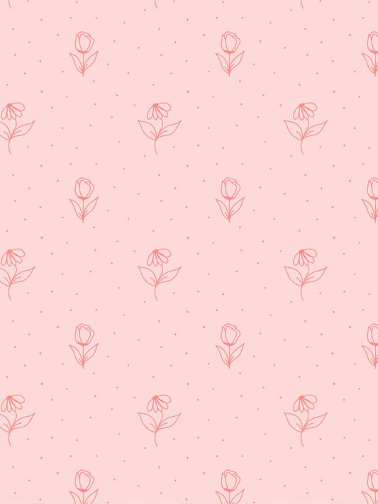 Coral Flowers & Polka Dots