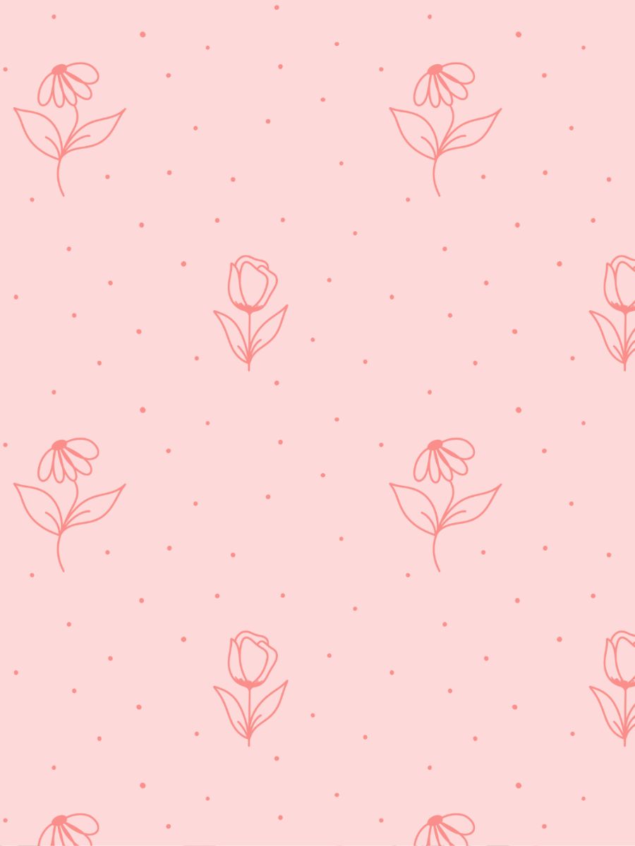 Coral Flowers & Polka Dots