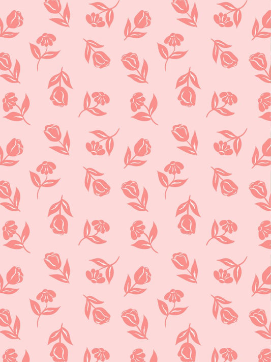 Coral Scattered Flowers